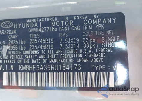 2024 Hyundai Kona Limited z USA, uszkodzony, nr VIN KM8HE3A39RU154173